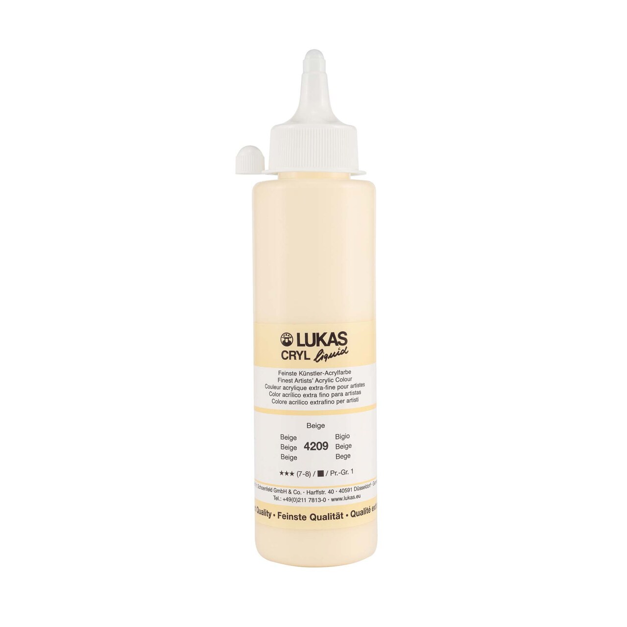 Lukas Cryl Liquid Soft Body Acrylic Paints for Painting - Professional Low Viscosity - 250 ml Bottle Beige